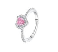 WLLDDDIU Bague de Promesse en Argent Sterling 925 avec Pierre de Naissance et Diamant Simulé en Forme de Cœur, Sertie D'Une Pierre Naturelle Taillée en Forme de Cœur. Bague Ajustable avec Anneau