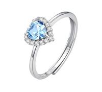 WLLDDDIU Bague de Promesse en Forme de Cœur avec Pierre Précieuse Solitaire Halo pour Femme, Bague de Naissance en Argent, Alliance en Diamant Simulé Cz avec Boîte en Topaze