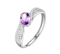 WLLDDDIU Bague de Promesse Solitaire en Pierre Précieuse Naturelle de Taille Ovale pour Femme, Bague en Argent avec Pierre de Naissance, Bande Torsadée Faite À La Main, Alliance en Diamant Simul