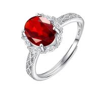 WLLDDDIU Bague en Argent avec Pierres Précieuses Naturelles de Taille Ovale Classique pour Femme, Bague de Fiançailles, Halo de Diamants, Alliance en Oxyde de Zirconium, Promesse D'Anniversaire, A