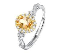 WLLDDDIU Bague en Argent Sterling 925 avec Pierre Précieuse Naturelle Ovale, Solitaire, Halo, Bague de Promesse pour Femme, Réglable, Torsadé, Cercle de Doigt Infini, Bijoux Cadeaux avec Boîte e