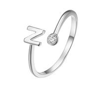 WLLDDDIU Bague Initiale en Argent Sterling 925 avec Zircone Cubique pour Femme, Réglable, Ouverte, Lettres de L'Alphabet Az, Empilable, Pierre de Naissance, Cercle de Doigt, Bijoux D'Anniversaire,