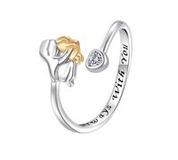 WLLDDDIU Bague Ouverte en Argent Sterling 925, Symbole D'Étreinte Mère enfant, avec Cœur et Zircon Cubique. Alliance Ajustable, Cadeau Attentionné pour Une Maman de La Part de Sa Fille Ou de Son