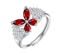 WLLDDDIU Bague Papillon en Argent Sterling 925 avec Pierre de Naissance pour Femme, Bague D'Éternité en Pierre Précieuse Naturelle, Anneau de Promesse Réglable en Diamant Simulé pour Son Annive