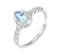 WLLDDDIU Bagues de Fiançailles en Argent avec Pierres Précieuses Naturelles Taille Poire pour Femmes, Solitaire en Forme de Larme, Bague de Promesse Halo, Anniversaire, Cz, Diamant Simulé, Bande