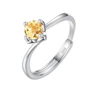 WLLDDDIU Bagues de Fiançailles en Argent Sterling 925 avec Pierre Précieuse Naturelle Taille Brillant Rond de 5 Mm/6 Mm, Bagues de Fiançailles pour Femmes, Anneau Réglable avec Pierre de Naissan