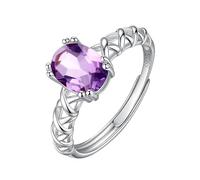WLLDDDIU Bagues de Promesse en Argent Sterling 925 avec Pierre de Naissance Ovale et Pierre Précieuse Naturelle Solitaire pour Femme, Alliance Torsadée avec Symbole de L'Infini, Alliance D'Anniver