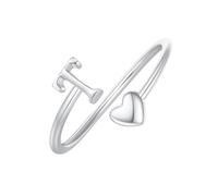 WLLDDDIU Bagues Initiales Réglables en Argent Sterling 925 pour Femmes, Anneau Ouvert Personnalisé avec Lettre Majuscule, Cœur, Empilable, Alphabet, Cercle de Doigt, Bijoux Cadeaux pour Anniversa