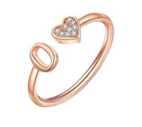 WLLDDDIU Bagues Ouvertes en Argent Sterling 925 pour Femmes et Filles, Réglables, avec Initiale en Forme de Cœur, Empilables, Lettres Az, Cercle de Doigt, Promesse de Mariage, Fiançailles, Bijoux