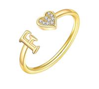 WLLDDDIU Bagues Ouvertes en Argent Sterling 925 pour Femmes et Filles, Réglables, avec Initiale en Forme de Cœur, Empilables, Lettres Az, Cercle de Doigt, Promesse de Mariage, Fiançailles, Bijoux