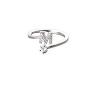 WLLDDDIU Bagues pour Femmes en Argent Sterling 925 avec Initiales et Zircone Cubique, Ajustables et Ouvertes, Empilables, de L'Alphabet Az, Bijoux pour Promesses D'Éternité, Alliances, Cadeaux en