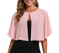 WLLDDDIU Boléro Élégant en Mousseline Transparente À Manches Courtes et Devant Ouvert, Idéal comme Capelette, Robe de Soirée Ou Paréo pour Demoiselle d'honneur, Invitée À Un Mariage Ou Une