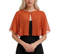 WLLDDDIU Boléro Élégant en Mousseline Transparente À Manches Courtes et Devant Ouvert, Idéal pour Demoiselle d'honneur, Invitée À Un Mariage Ou Une Soirée. Taille Unique, Orange S.