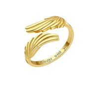 WLLDDDIU Cadeau Attentionné pour Maman, Bague Aile D'Ange en Argent Sterling 925, Bague de Pouce Ouverte Ajustable pour Femme, Bijou Commémoratif Élégant pour Maman Ou Épouse, pour Un Anniversa