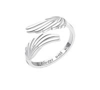 WLLDDDIU Cadeau Attentionné pour Maman, Bague Aile D'Ange en Argent Sterling 925, Bague de Pouce Ouverte Ajustable pour Femme, Bijou Commémoratif Élégant pour Maman Ou Épouse, pour Un Anniversa
