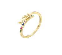 WLLDDDIU Cadeau Attentionné pour Maman, Bague en Argent Sterling avec Inscription « Maman » et Cristaux Multicolores. Bague Élégante, Minimaliste et Empilable. Bijou Idéal pour Un Cadeau D'A