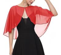 WLLDDDIU Châle Cape en Mousseline pour Femme, Élégant et Transparent, Ouvert sur Le Devant, Léger et Fluide, À Volants, Idéal pour Une Robe de Cocktail, de Demoiselle d'honneur Ou D'Invitée,