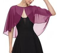 WLLDDDIU Châle Cape en Mousseline pour Femme, Élégant et Transparent, Ouvert sur Le Devant, Léger et Fluide, À Volants, Idéal pour Une Robe de Cocktail, de Demoiselle d'honneur Ou D'Invitée,