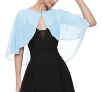 WLLDDDIU Châle en Mousseline pour Femme, Cape Élégante et Transparente À Devant Ouvert, Légère et Fluide, À Volants, Idéale pour Une Robe de Cocktail, de Demoiselle d'honneur Ou D'Invitée,