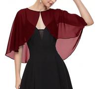 WLLDDDIU Châle en Mousseline pour Femme, Cape Élégante et Transparente À Devant Ouvert, Légère et Fluide, À Volants, Idéale pour Une Robe de Cocktail, de Demoiselle d'honneur Ou D'Invitée,