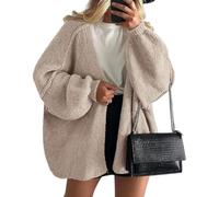 WLLDDDIU Femmes Cardigan Oversize Ouvert Devant Léger Lanterne Manches Longues Pull Manteau Grosse Tricot Petits Amis Cardigans Pull Doux Automne Hiver Vêtements D’Extérieur Tricots Kaki XL