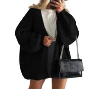 WLLDDDIU Femmes Cardigan Oversize Ouvert Devant Léger Lanterne Manches Longues Pull Manteau Grosse Tricot Petits Amis Cardigans Pull Doux Automne Hiver Vêtements D’Extérieur Tricots Noir M