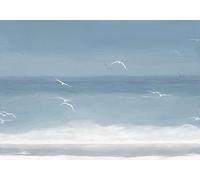 WLLDDDIU Fond Peint Autocollant, Murale Bleu Clair Sea et Seagull, Autocollants Amovibles D’Art Mural, Décoration Murale Paysagère en Bord de Mer, Bureau À Domicile 441X315Cm (173X124Inch)