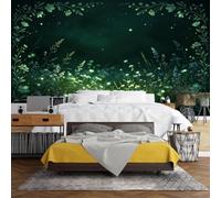 WLLDDDIU Fond Peint Mural Autoadhésif, Papier Peint Botanique Forêt de Nuit Forêt Foncée Firefly Décoration Murale Autocollante Imperméable Imperméable Amovible pour Chambre Salon Salon 343X2