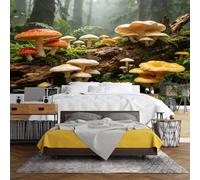 WLLDDDIU Fresque Murale Champignon de La Forêt, Papier Peint Naturel Autocollant 300X220cm(WxH) Autocollant Amovible de Style Cottage pour Chambre, Salon, Décoration Intérieure Champi