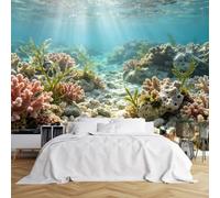 WLLDDDIU Fresque Murale Murale Vinyle Panoramique Autocollante 3D, Paysages de Récifs Coralliens Sous Marins Tropicaux, Papier Peint Autocollant Imperméable Amovible pour Le Salon, Chambre, Salle