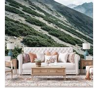 WLLDDDIU Fresque Murale Panoramais Autocollante 3D pour Salon, Pente Montagneuse Buisson Verte Paysagère Peinture de Papier Peint Autocollante Imperméable en Vinyle Amovible Décoration Intérieur