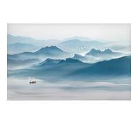 WLLDDDIU Grand Papier Peint Autocollant Moderne Abstrait À L'encre Bleue, Motif Paysage, Papier Peint Mural en Vinyle, Idéal pour La Décoration D'Une Chambre Ou D'Un Salon, 392 X 280 Cm (154 X 11