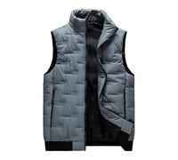 WLLDDDIU Homme À Col debout, Gilet Rembourré, Veste Corps Légère Matelassée, Veste Sans Manches avec Poches Zippées, Gilet Chaud D’Hiver pour Un Port Quotidien Décontracté, Bleu Xxl