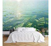 WLLDDDIU Mural Autocollant Mural, Papier Peint Mural Mural Sous Marin Fern Lake Paysage, Affiche Autocollante, Revêtement Mural en Vinyle Amovible Imperméable pour Salon, Salle À Manger 343X256Cm