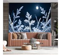 WLLDDDIU Murale de Papier Peint Panoramique Autocollant 3D, Nuit Sombre, Clair de Lune, Brindilles Givrées, Décors, Photo de Papier Peint, Murale Murale Vinyle Autocollant Imperméable et Amovible