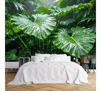 WLLDDDIU Murale Murale en Vinyle Panoramique 3D Autocollante, Papier Peint Photo Vert Feuillage Vert Forêt Tropicale, Décoration Murale Autocollante Épais, Imperméable et Amovible pour Salon de
