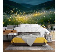 WLLDDDIU Murale Murale Magique de Firefly Meadow Valley, Papier Peint Panoramique Autocollant 3D Murale Murale Autocollante Imperméable Autocollante pour Chambre et Chambre Décoration de La Chambr
