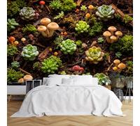 WLLDDDIU Murale Murale Panoramique Autocollante 3D Panoramique, Papier Peint Paysager Botanique Forêt Verte Décoration Murale Acrylique Amovible Imperméable pour Salon, Salon et Nurserie Décorat