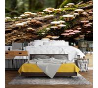 WLLDDDIU Murale Murale Panoramique Autocollante 3D, Papier Peint Forestier en Bûches de Mousse Champignons Sauvages Pel Peint Adhésif Imperméable et Amovible pour Salon, Chambre, Armoires de Cuis
