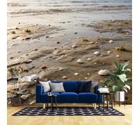 WLLDDDIU Murale Murale Seashell Beach Mural Wallpaper, Champ Peint Panoramique Autocollant 3D Murale Autocollante Grandes Œuvres Murales Amovibles et Imperméables pour Salon, Chambre et Salle de B