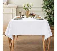 WLLDDDIU Nappes en Lin de Coton Rectangulaire, Nappe de Table Résistante Aux Taches Imperméable À L’Extérieur Style de Ferme Couverture de Table Imperméable Essuyable Blanche pour Café Salle
