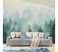 WLLDDDIU Papier Peint Adhésif Vintage Misty Forest Peel And Stick Autocollant Peinture Murale Amovible Art Vert Woodland Art pour Salons Décoration de La Chambre 243X167Cm (96X66 Pouces)