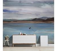 WLLDDDIU Papier Peint Aquarelle Autocollant, Papier Peint Décoratif Abstract Moderne de Lac et de Montagne, Autocollants muraux Adhésif Amovible en Murale Plastique Acrylique, Murale Vinyle pour C