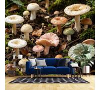 WLLDDDIU Papier Peint Autocollant 3D Réaliste Forêt de Champignons, Fresque Murale Autocollante Bohème en Forêt Naturelle, Art Mural en Vinyle Imperméable Amovible pour Chambre et Salon Mur D’