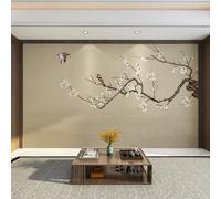 WLLDDDIU Papier Peint Autocollant Chinois Rétro Simple, Motif Fleurs et Oiseaux, Peint À La Main, Grand Format, Autocollant Mural Classique en Vinyle pour Décoration D'Intérieur, 243 X 167