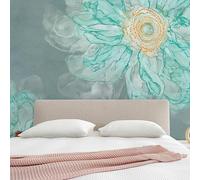 WLLDDDIU Papier Peint Autocollant Motif Floral Bohème, Grand Format Abstrait Bleu Sarcelle, Amovible, en Vinyle, pour Salon, Chambre À Coucher, Décoration D'Intérieur Moderne, 441 X 315 Cm