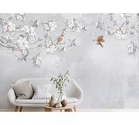 WLLDDDIU Papier Peint Autocollant, Papier Peint Fleuri D’Oiseau Peint À La Main de Style Chinois, Mural Peint Adhésif Amovible en Vinyle Mural pour Chambre, Salon, Décoration Intérieure 392X28