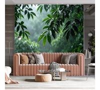 WLLDDDIU Papier Peint Pananique 3D Autocollant pour Chambre, Feuillage Vert en Forme de Goutte D’Eau, Grand Papier Peint Mural Autocollant Imperméable en Vinyle Amovible Revêtement Mural 400×280