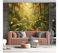 WLLDDDIU Papier Peint Panoramique 3D de Forêt Tropicale, Fresque Murale Épaisse et Imperméable en Vinyle Autocollant Amovible, Revêtement Mural Pittoresque Autocollant Forestière pour Salon Stu