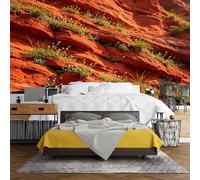 WLLDDDIU Papier Peint Rocheux Rouge Naturel en Forme de Falaise, Papier Peint Autoadhésif 3D Panoramique Personnalisé Murale Autocollant Imperméable en Roche Rouge Wild Flower Wrap Vinyle pour Ch